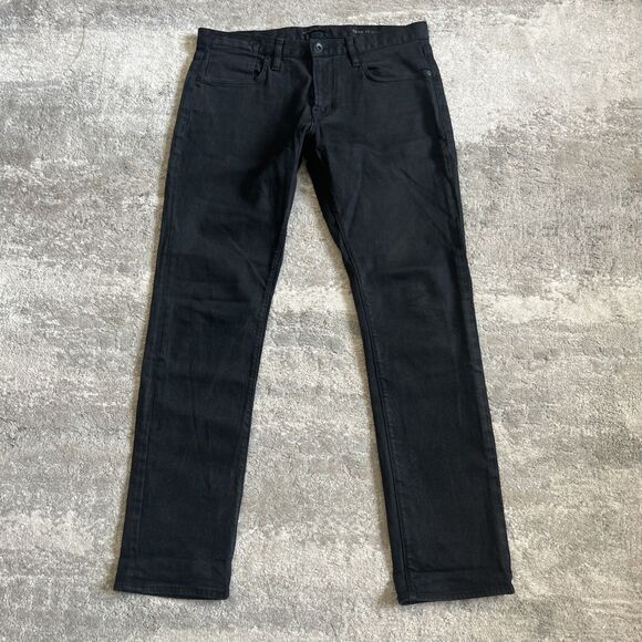 John Varvatos USA Bowery Jeans Mens 36 X 32 Washed Black Slim Straight Leg Denim
